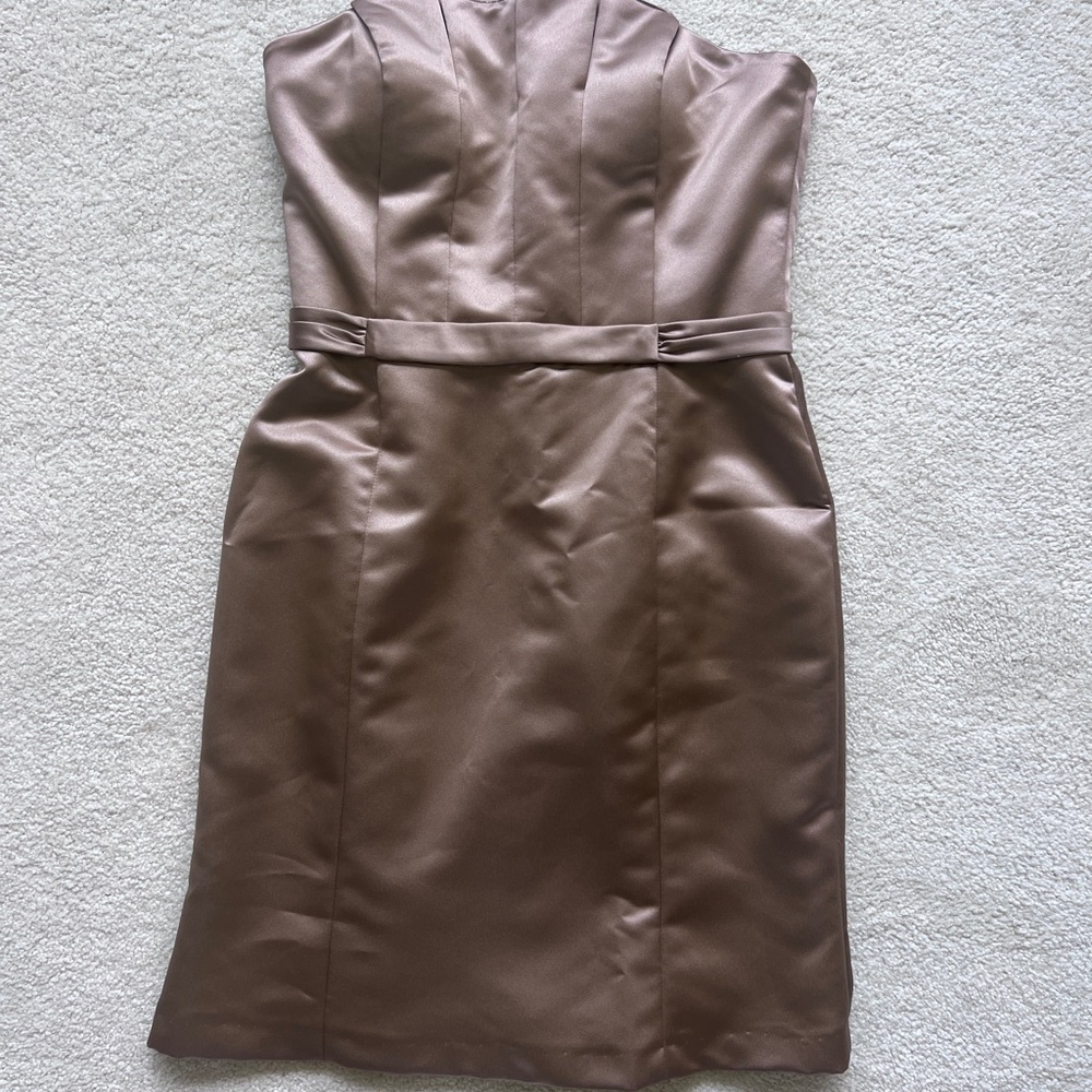 Bill Levkoff Elegant Brown Satinesque Dress